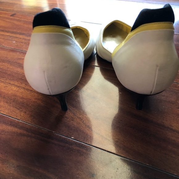Barbara Bui size 36.5 white black yellow kitten heel pointed toe - Picture 8 of 10